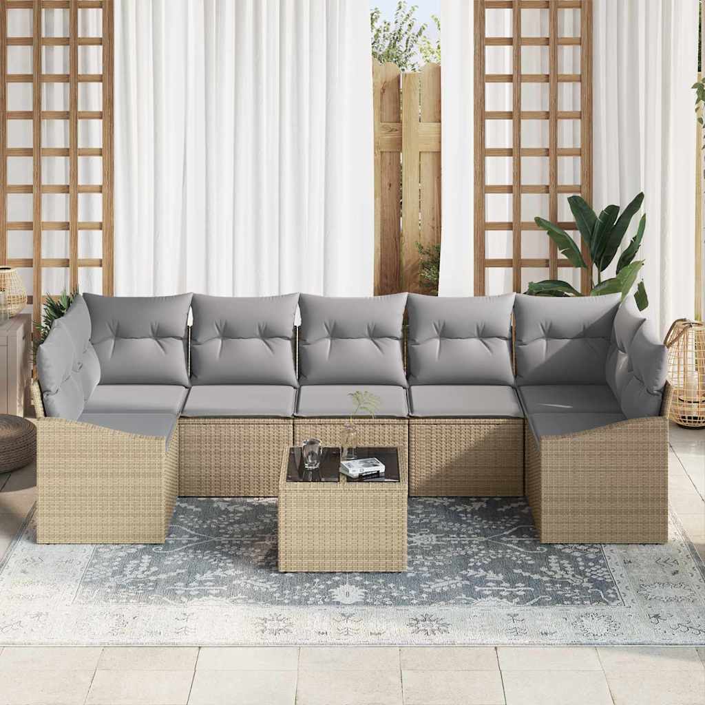 Garten-Sofa-Set mit Kissen 8 pcs Beige und Grau 55 x 55 x 37 cm